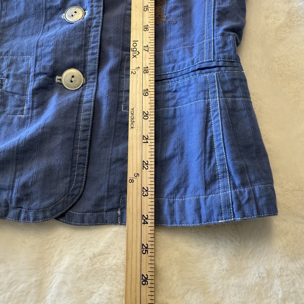 JOHNNY WAS Blue Floral Embroidered Jacket Button Small Boho Whimsy - Picture 8 of 9